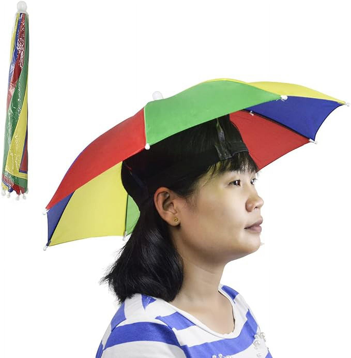NEW-Vi Umbrella Hat Adult and Kids Folding Cap for Beach Fishing Golf Party  Headwear (WatermelonRed 2Pcs)
