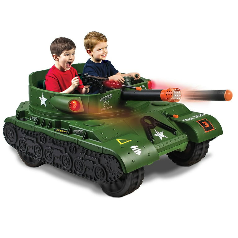 Afslut Mange sanger NEW WALMART EXCLUSIVE Adventure Force 24 Volt Thunder Tank GREEN Ride-On  With Working Cannon and Rotating Turret! For Boys & Girls Ages 3 and up -  Walmart.com