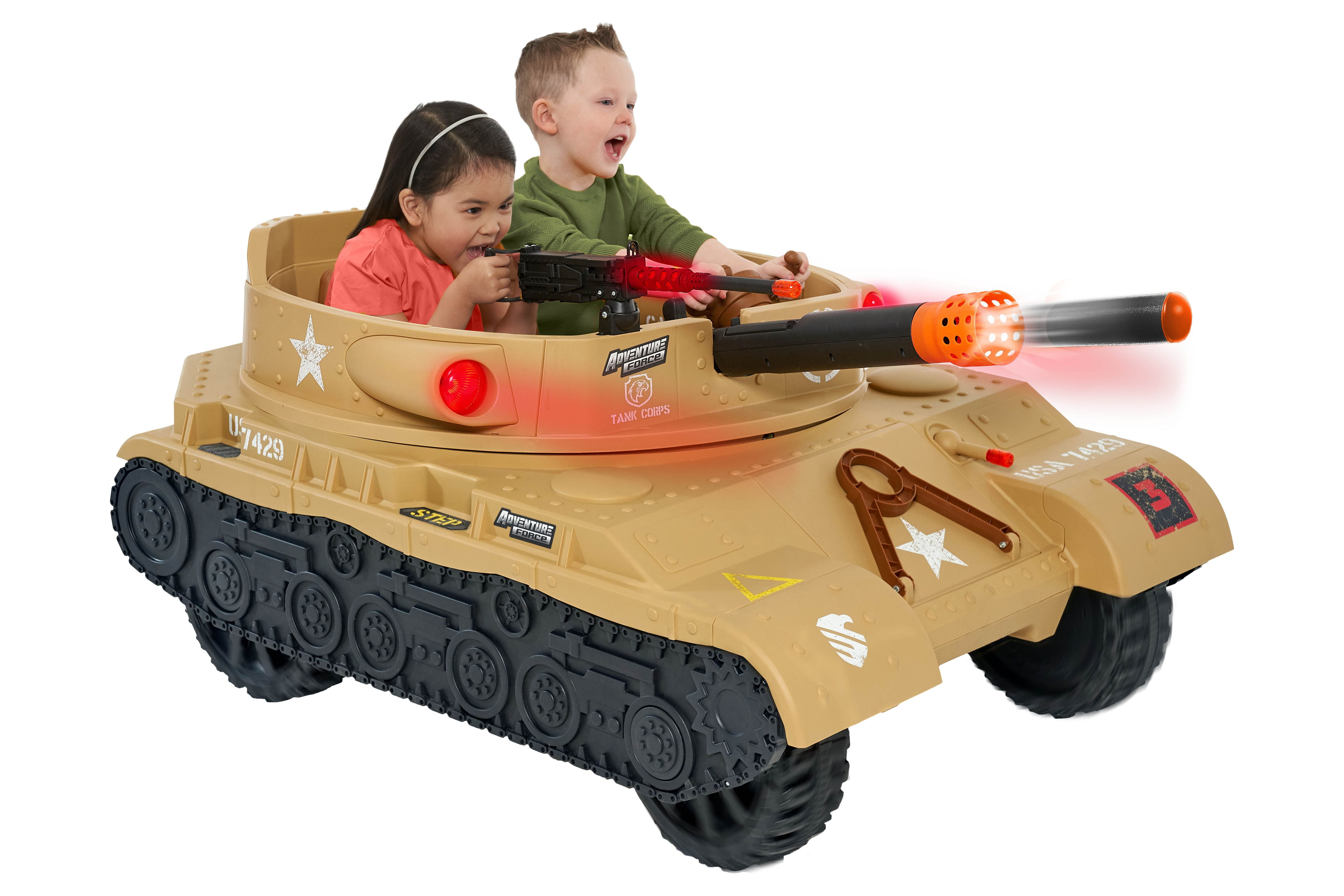 NEW WALMART EXCLUSIVE Adventure Force 24 Volt Thunder Tank TAN Ride-On With  Working Cannon and Rotating Turret! For Boys & Girls Ages 3 and up 