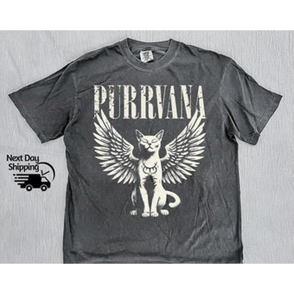 NEW WASHTEE !!! Retro Cat With Wings Washed Shirt, Funny Angel Cat Vintage T-Shirt, Vintage Cat Lovers Tee, Washed Shirt, Cool Gift Tee