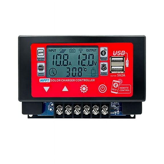 NEW WIFI Bluetooth Solar Charge Controller 60A MPPT with LCD Display Dual USB Support 12V/24V/36V/48V/60V