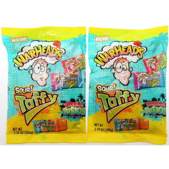 NEW! Warheads Sour Taffy Tropical Fusion 3.59oz Bag Lot of 2