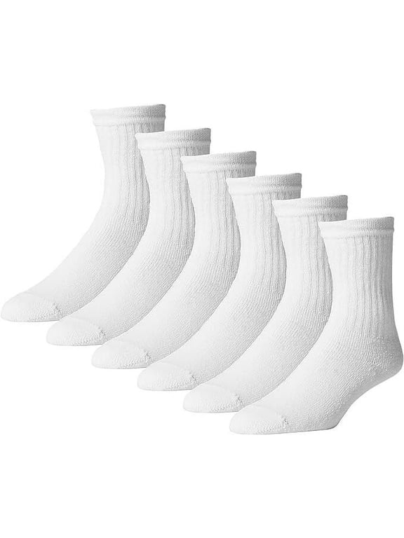 NEW White 6 Pairs Ankle/Quarter Crew Mens Socks Cotton Long Size 10-13 Sports