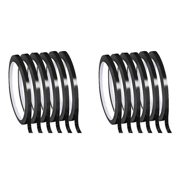 Whiteboard Pinstripe Tape 12 Rolls 1/8Inch Thin White Board Dry Erase Line Gridding (Black)
