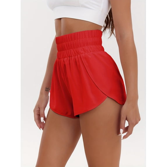 NEW Women's Elastic Waist Fitness Running Shorts  Solid Color Casual Sports Shorts  for Athleisure Comfort