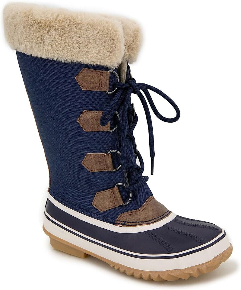 NEW Women's JBU by Jambu Snowy Tall Duck Boot Faux Fur Navy Size