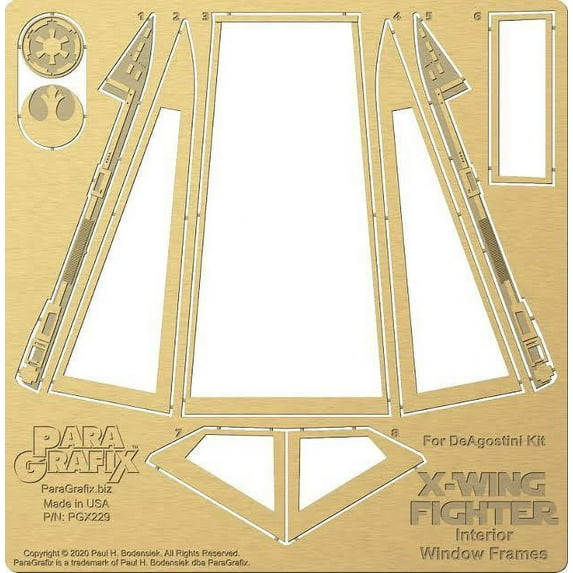 NEW! X-Wing Canopy Frames for DeAgostini Kit - 1/18 scale (PGX229) ParaGrafix