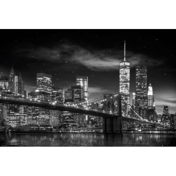 NEW YORK CITY Freedom Tower Black & White Poster - 22 x 34 inches