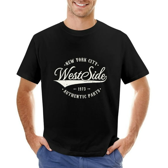 NEW YORK CITY WESTSIDE Men’s Graphic T-shirt Vintage Short Sleeve Sport Tee Black L