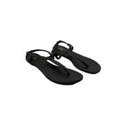 NEW YORK & CO Womens Black T-Strap Ankle Strap Adjustable Padded Katie Round Toe Buckle Thong Sandals Shoes 9