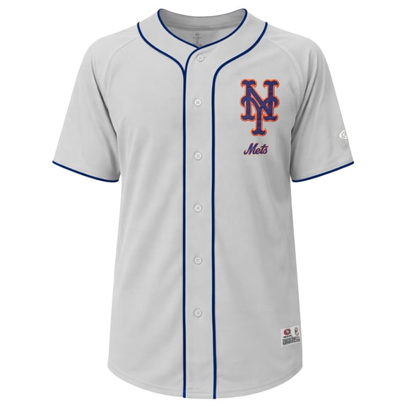 MLB New York Mets Men's Gray Full Button Jersey