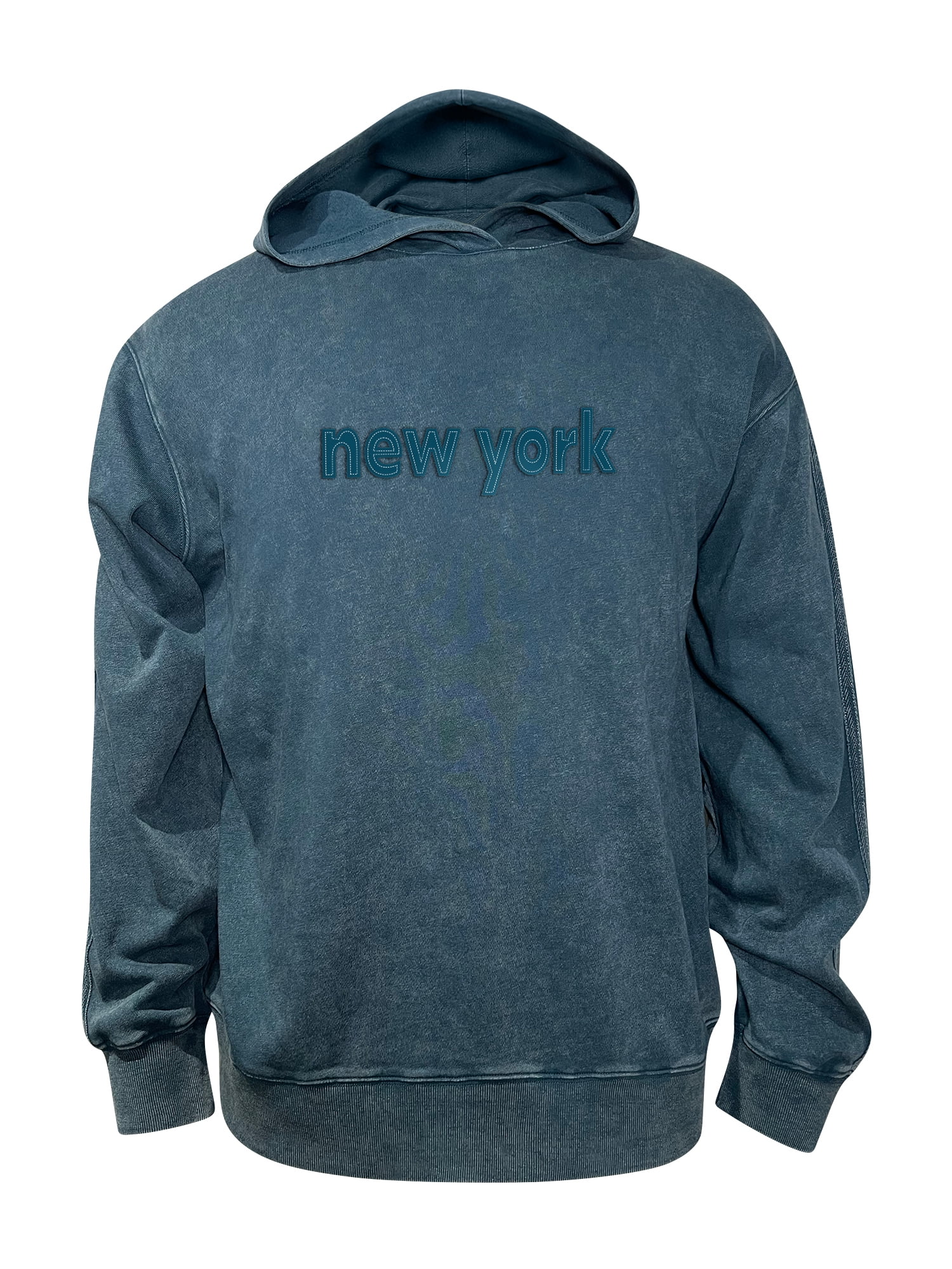 NEW YORK Raw Edge Type Long Sleeve Hooded Sweatshirt
