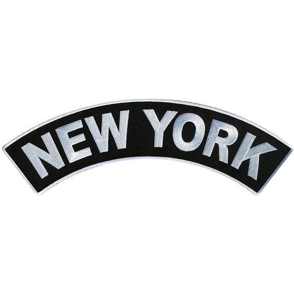NEW YORK TOP ROCKER, PATCH - US States NEW YORK High Thread Iron-On Heat Sealed Backing Sew-On Large Patch - 12â x 3â