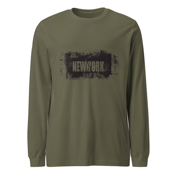 NEW YORK Unisex Long Sleeve Tee (Military Green, XS)