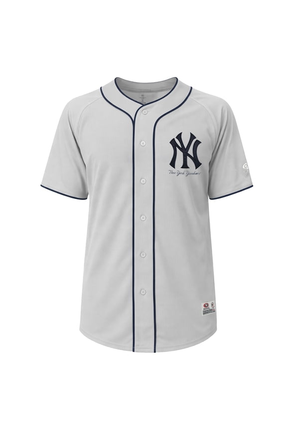 MLB New York Yankees Men's Gray Full Button Jersey