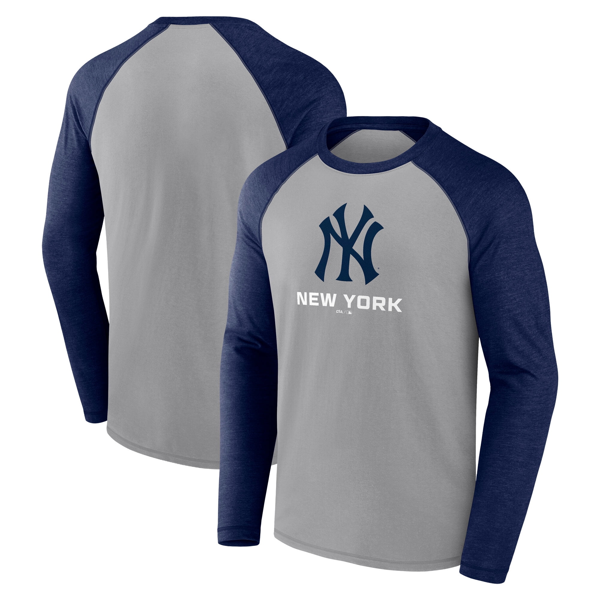 NEW YORK YANKEES Mens Gray/Team1 color cotton Long Sleeve Long-Sleeve ...
