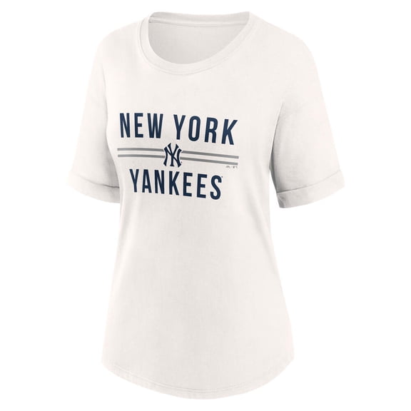 Women's White New York Yankees Outrun Bi-Blend Fashion Top
