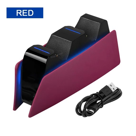 NEW for PS5 Slim Controller Charge Station Dual Fast Charger Dock for PS5 DualSense Wireles Controller w LED Charging Indicator (Red)