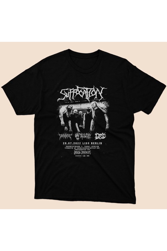 NEW suffocation 80s lido Berlin Music T-shirt Black Size S to 5XL