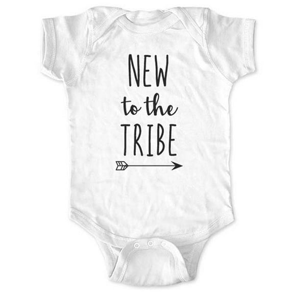 NEW to the Tribe - boho surprise baby birth pregnancy announcement - White Newborn (0-3 Mos) Size Unisex Baby Bodysuit