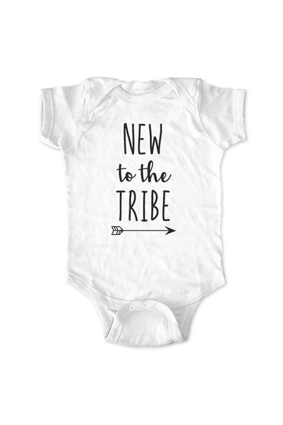 NEW to the Tribe - boho surprise baby birth pregnancy announcement - White Newborn (0-3 Mos) Size Unisex Baby Bodysuit