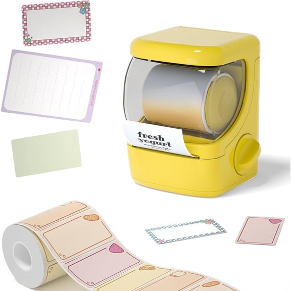 NEW1 Label Maker - Label Make Machine with 1 Roll Tape Portable Thermal Printer for &Andriod, Yellow