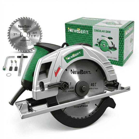 NEWBEAT 12Amp Electric Circular Saw, 17-1/4" Blade, 4500RPM, 45/90 Adjustable Bevel Angle, Ideal for Wood Cutting