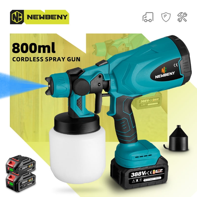 NEWBENY Paint Sprayer, 800ml Cordless Electric HVLP Spray Gun with 3