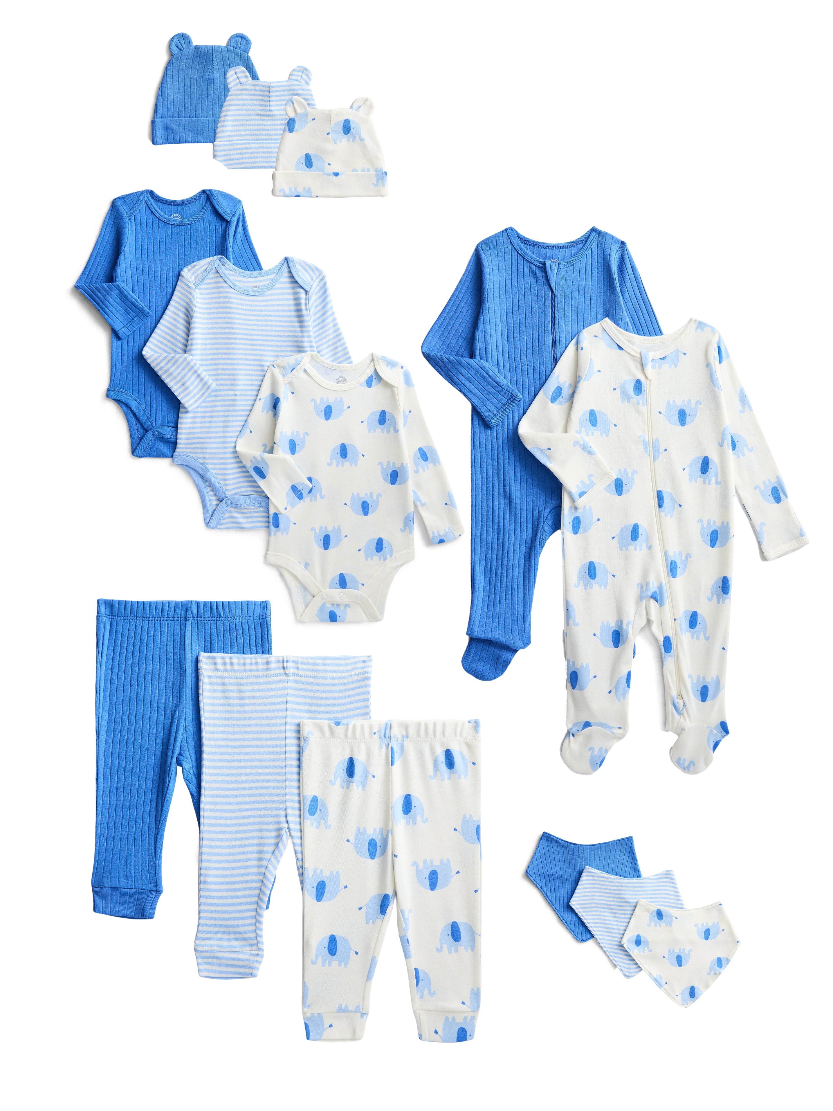 Wonder Nation Organic Cotton Baby Boy Layette Gift Set, 14-Piece, Sizes Newborn-9 Months