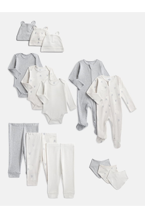 Organic Cotton Baby Gender Neutral Layette Gift Set, 14-Piece, Sizes Newborn-9 Months