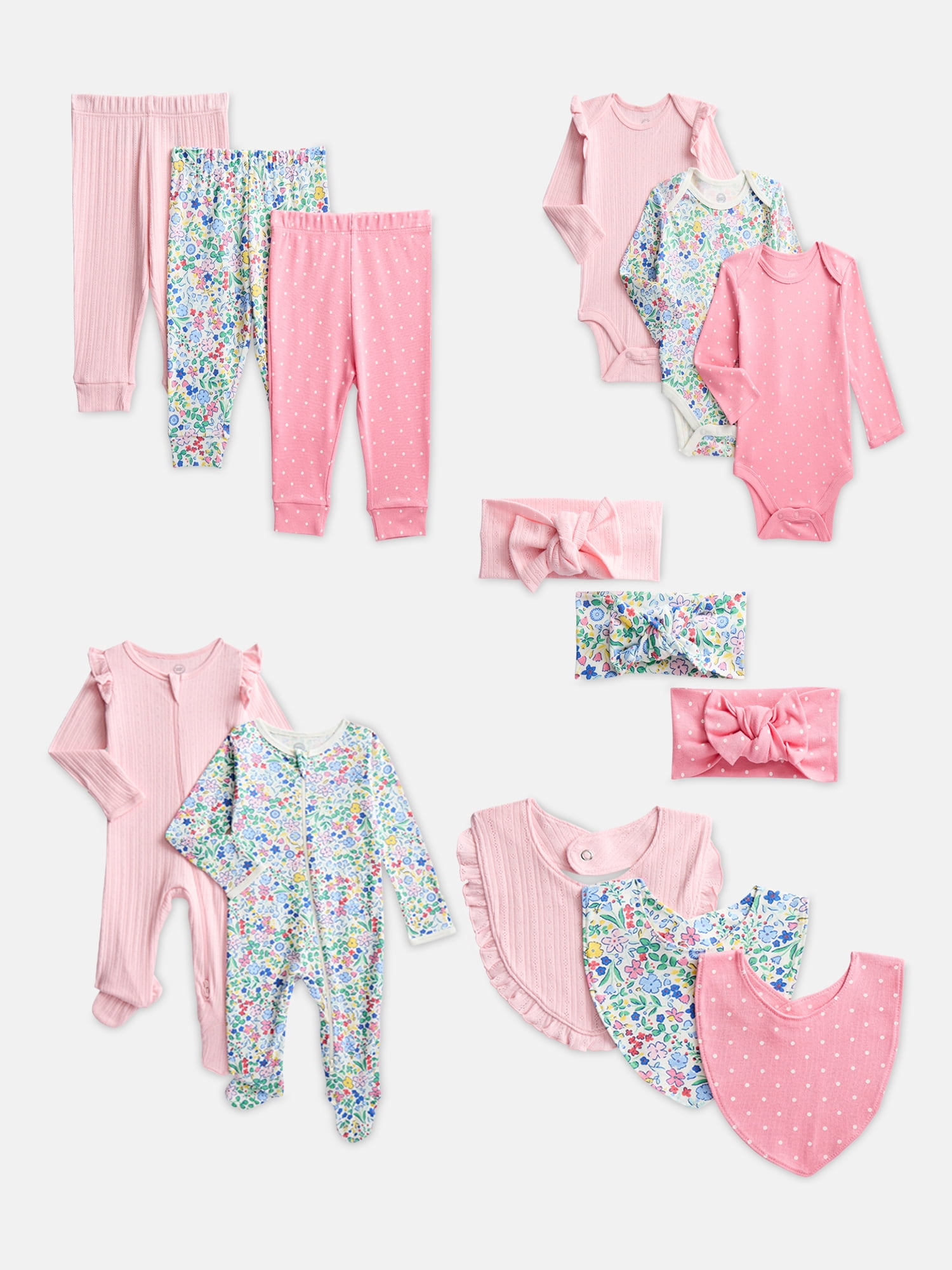 Wonder Nation Organic Cotton Baby Gender Girl Layette Gift Set, Sizes Newborn - 9 Months, 14-Piece