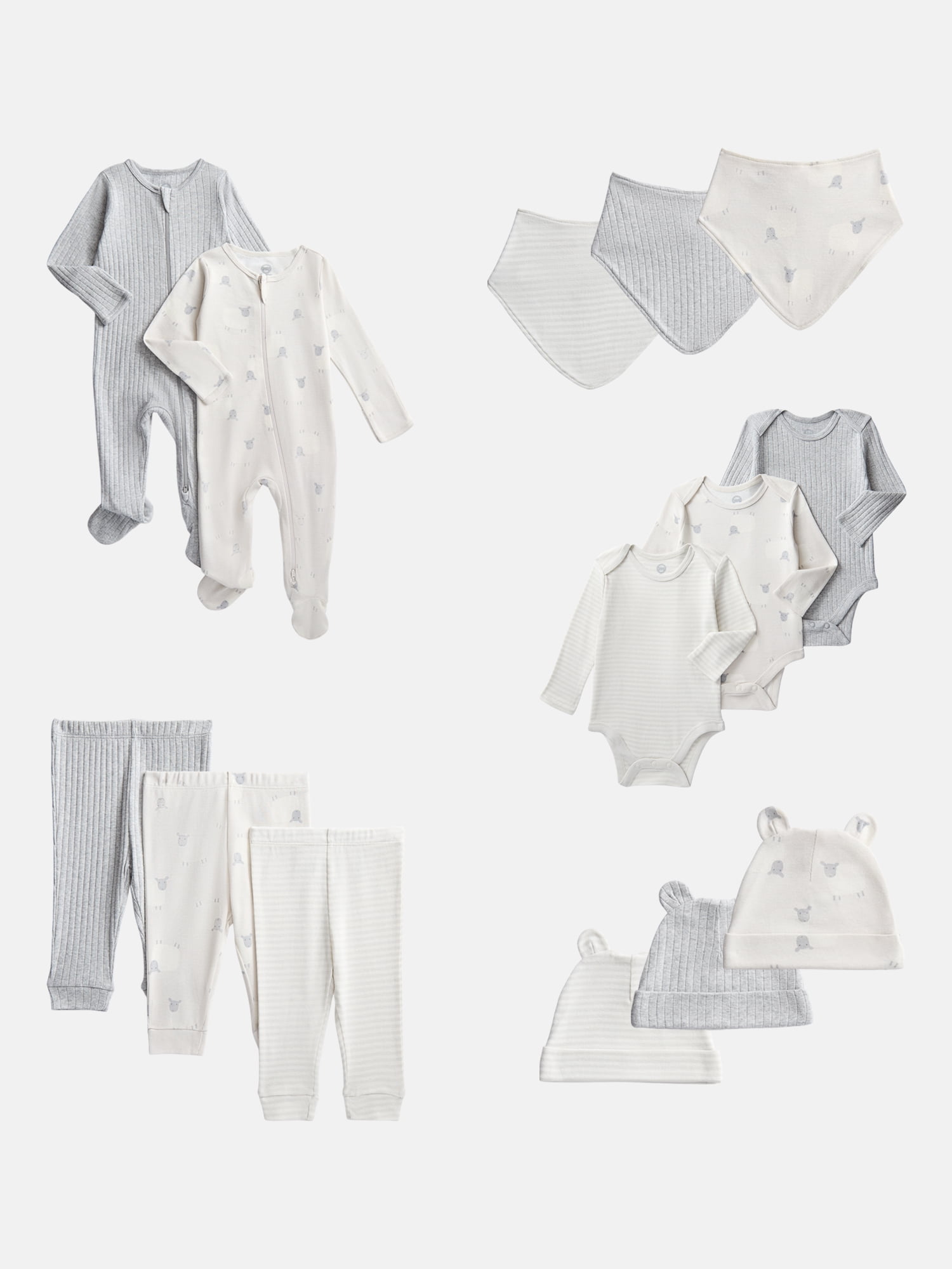 Wonder Nation Organic Cotton Baby Gender Neutral Layette Gift Set, 14-Piece, Sizes Newborn-9 Months