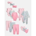 thumbnail image 1 of Wonder Nation Organic Cotton Baby Gender Girl Layette Gift Set, Sizes Newborn - 9 Months, 14-Piece, 1 of 21