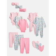 Wonder Nation Organic Cotton Baby Gender Girl Layette Gift Set, Sizes Newborn - 9 Months, 14-Piece
