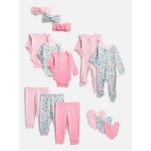 Organic Cotton Baby Gender Girl Layette Gift Set, Sizes Newborn - 9 Months, 14-Piece