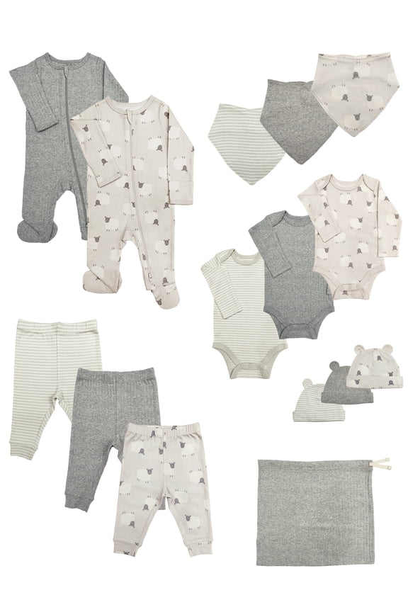 Baby Gender Neutral Layette Gift Set, 14-Piece, Sizes Newborn-9 Months