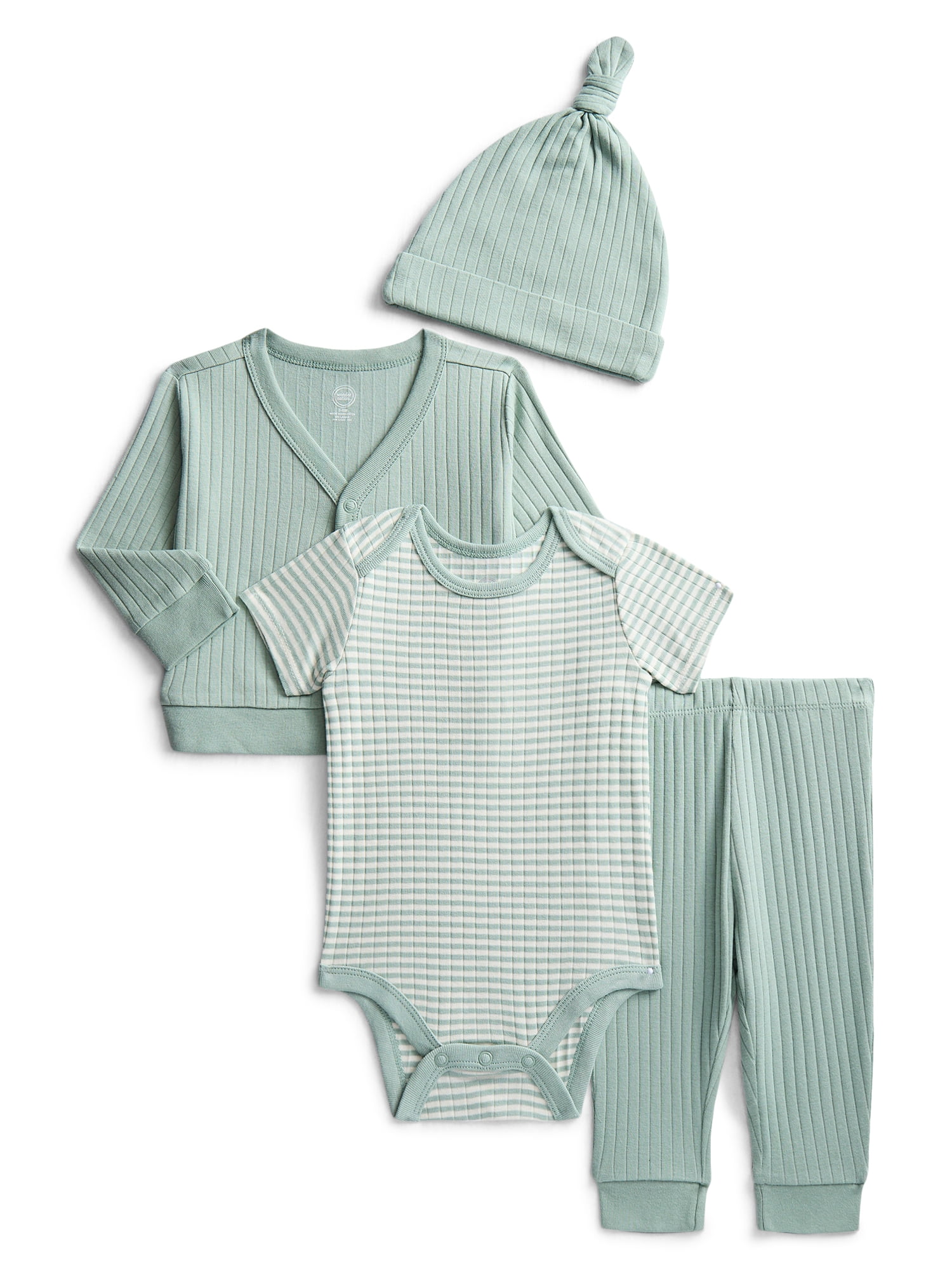 Wonder Nation Organic Cotton Baby Boy Take Me Home Layette Gift Set, 4-Piece, Sizes Newborn-9 Months