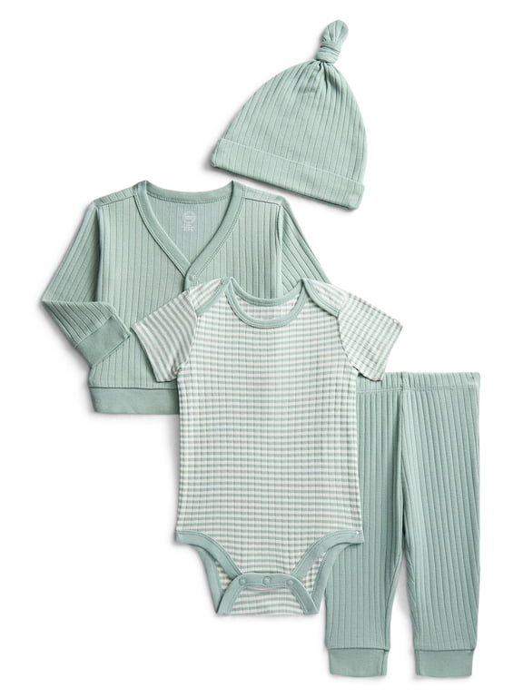 Organic Cotton Baby Boy Take Me Home Layette Gift Set, 4-Piece, Sizes Newborn-9 Months