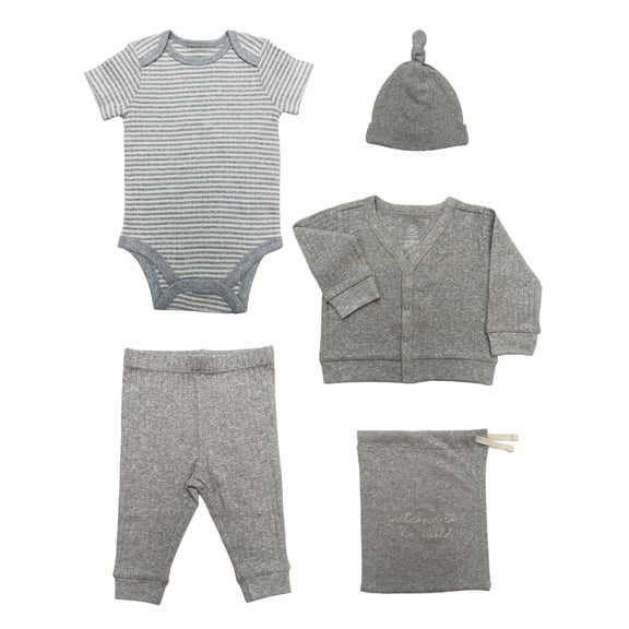 Wonder Nation Baby Gender Neutral Take Me Home Layette Gift Set, 4-Piece, Sizes Newborn-9 Months