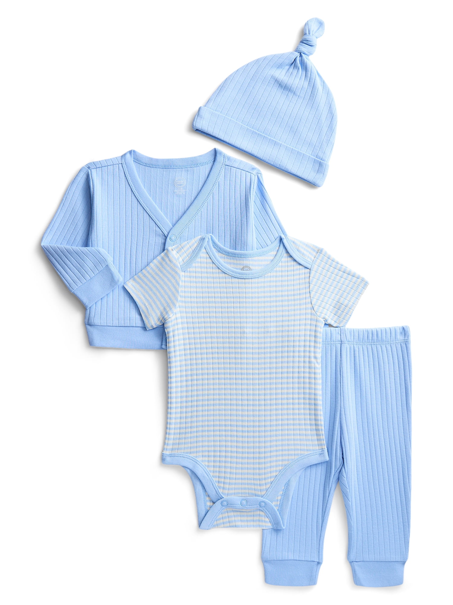 Wonder Nation Organic Cotton Baby Boy Take Me Home Layette Gift Set, 4-Piece, Sizes Newborn-9 Months