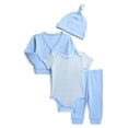 thumbnail image 1 of Wonder Nation Organic Cotton Baby Boy Take Me Home Layette Gift Set, 4-Piece, Sizes Newborn-9 Months, 1 of 6