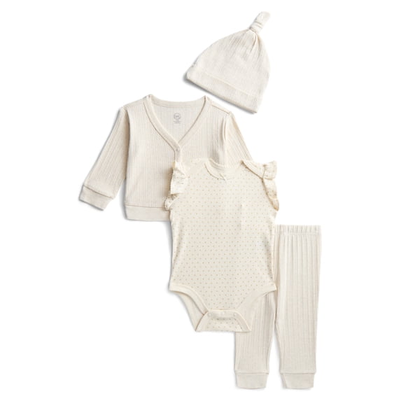 Wonder Nation Baby Girl Take Me Home Layette Gift Set, 4-Piece, Sizes Newborn-9 Months