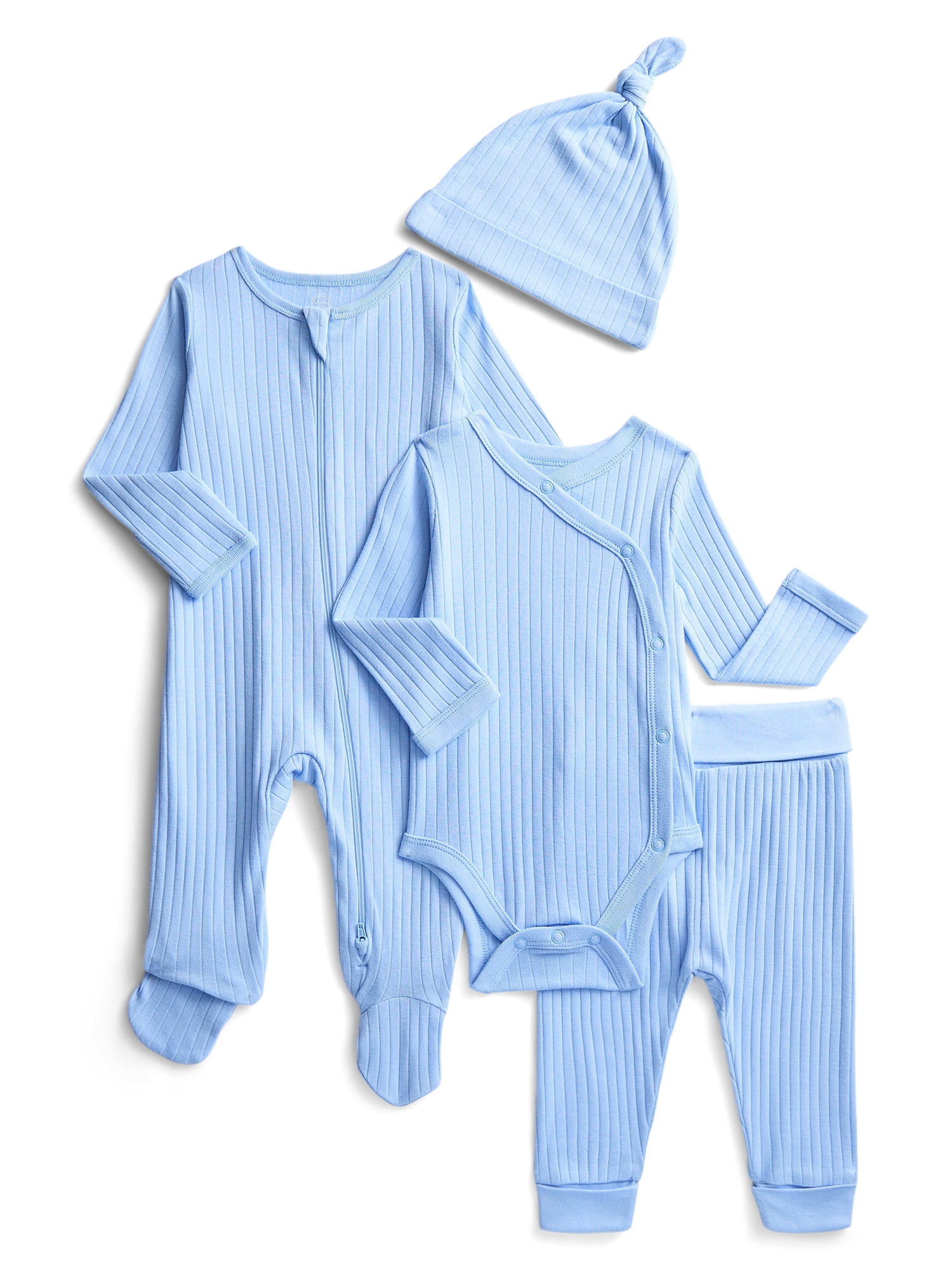 Wonder Nation Organic Cotton Baby Boy Layette Gift Set, 4-Piece, Sizes Newborn-9 Months
