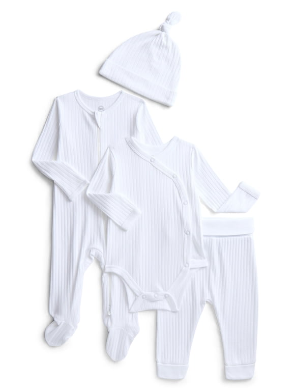 Organic Cotton Baby 4-PieceLayette Gift Set, Sizes Newborn-9 Months