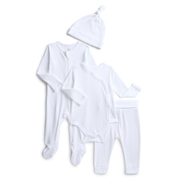 Wonder Nation Baby Gender Neutral Layette Gift Set, 4-Piece, Sizes Newborn-9 Months