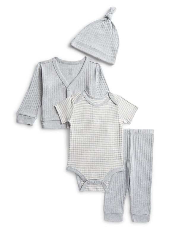 Organic Cotton Baby Gender Neutral Take Me Home Layette Gift Set, 4-Piece, Sizes Newborn-9 Months