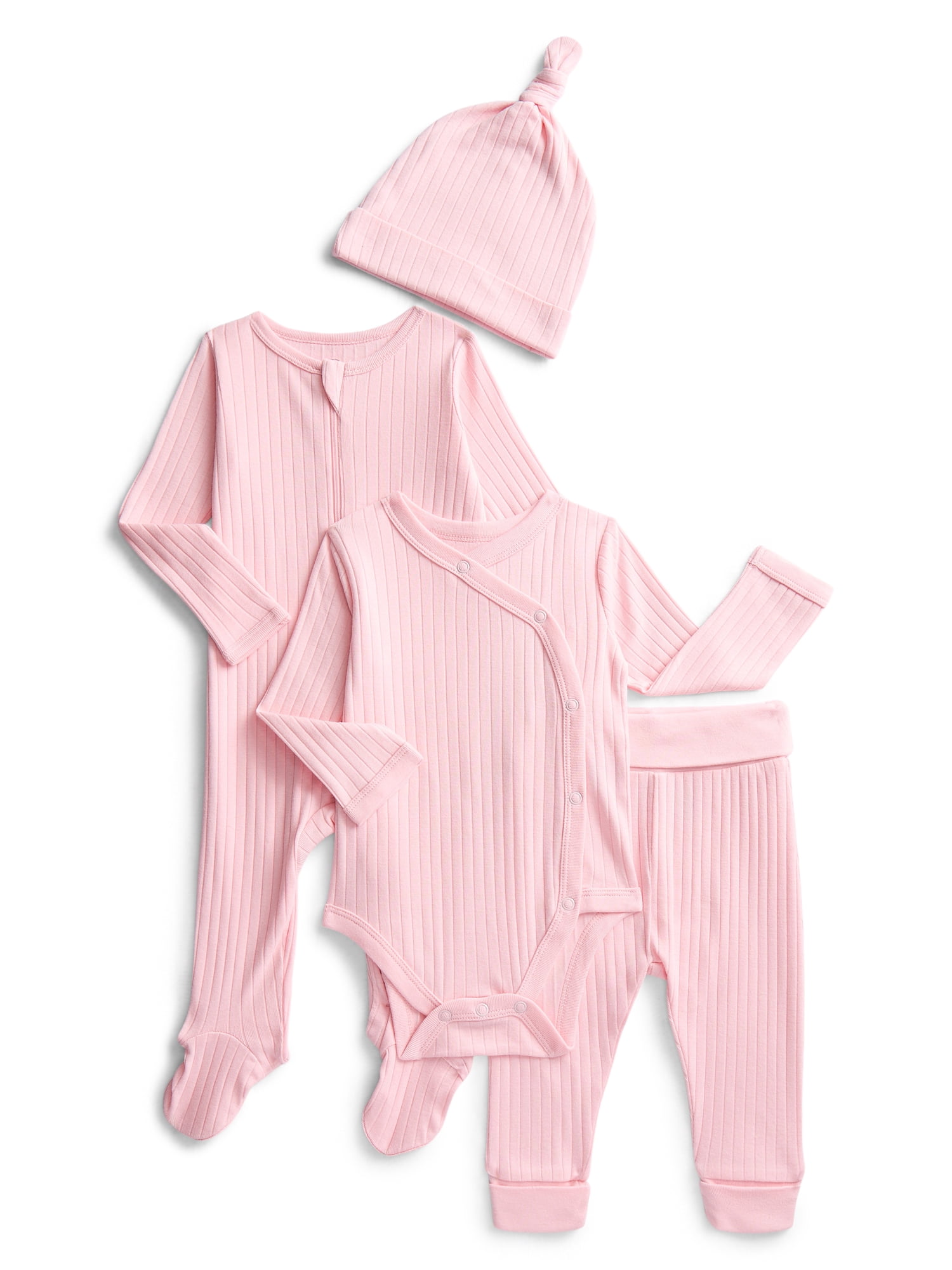 Wonder Nation Organic Cotton Baby Girl Layette Gift Set, 4-Piece, Sizes Newborn-9 Months