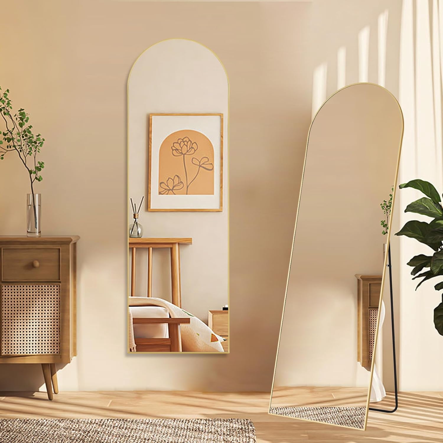 Wooden Floor Mirror Stand - 9.82x2.95 Inch Holder & Display Rack For Full-Length Mirrors - View #6