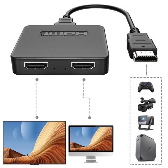 NEWCARE 4K HDMI Splitter 1 in 2 Out, HDMI Cable Splitter for Dual Monitors Mirror Only, 1x2 HDMI Splitter HDMI Male to Dual HDMI Female Support Two TVs at The Same Time, for HD 3D LED, LCD, TV