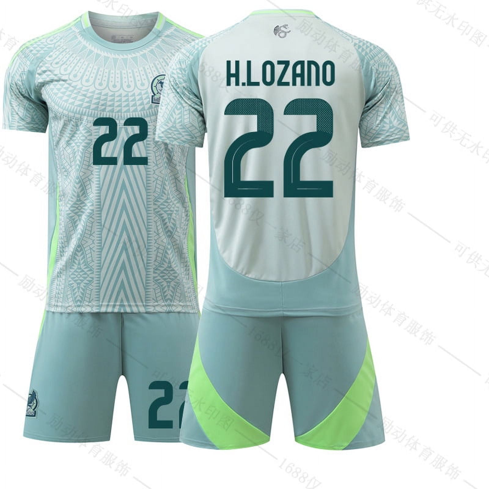 NEWCE 2024 Mexico away green jersey No.22 Lozano 14 Sanchez America Cup